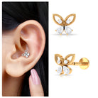 Rosec Jewels-Elegant Pear Moissanite Butterfly Cartilage Earring