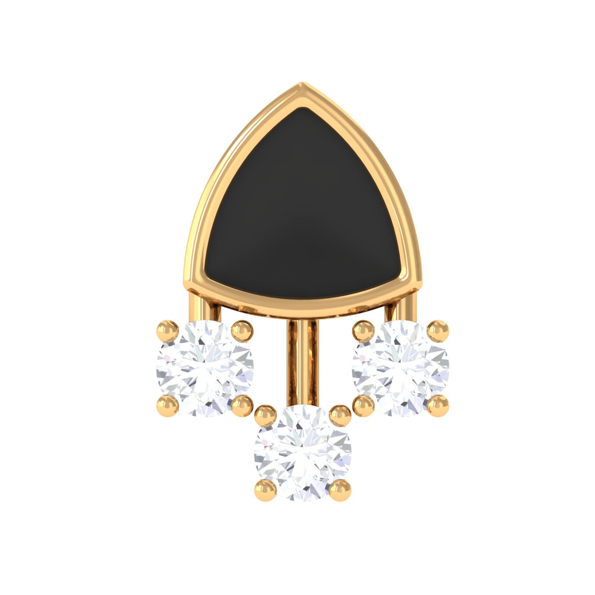 Rosec Jewels-Genuine Diamond Black Enamel 3 Stone Tragus Earring