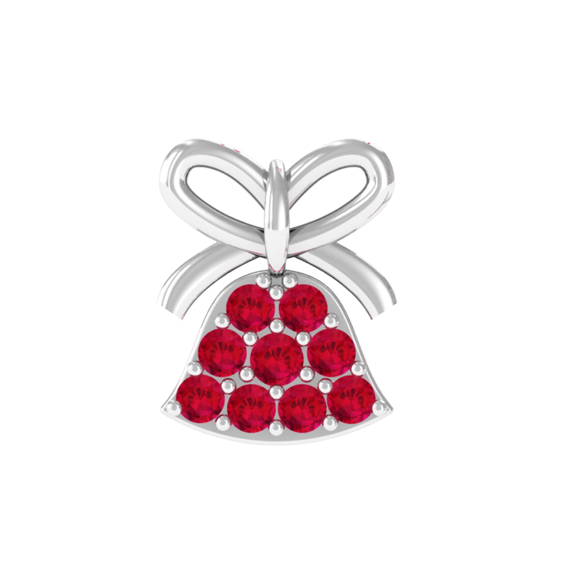 Rosec Jewels-Created Ruby Christmas Jingle Bell and Bow Cartilage Earring