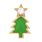 Rosec Jewels-Real Diamond Green Enamel Christmas Tree Cartilage Earring