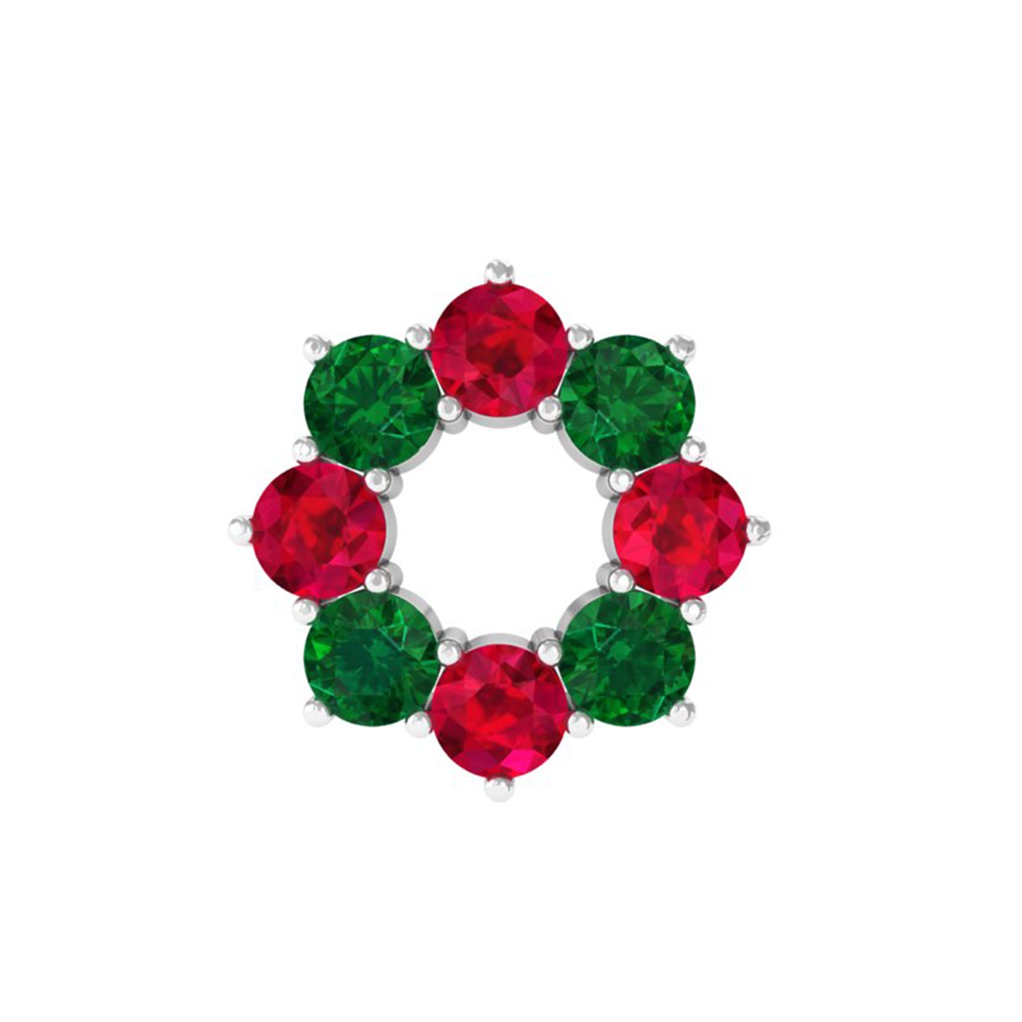 Rosec Jewels-Created Ruby and Created Emerald Christmas Earring