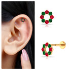 Rosec Jewels-Created Ruby and Created Emerald Christmas Earring