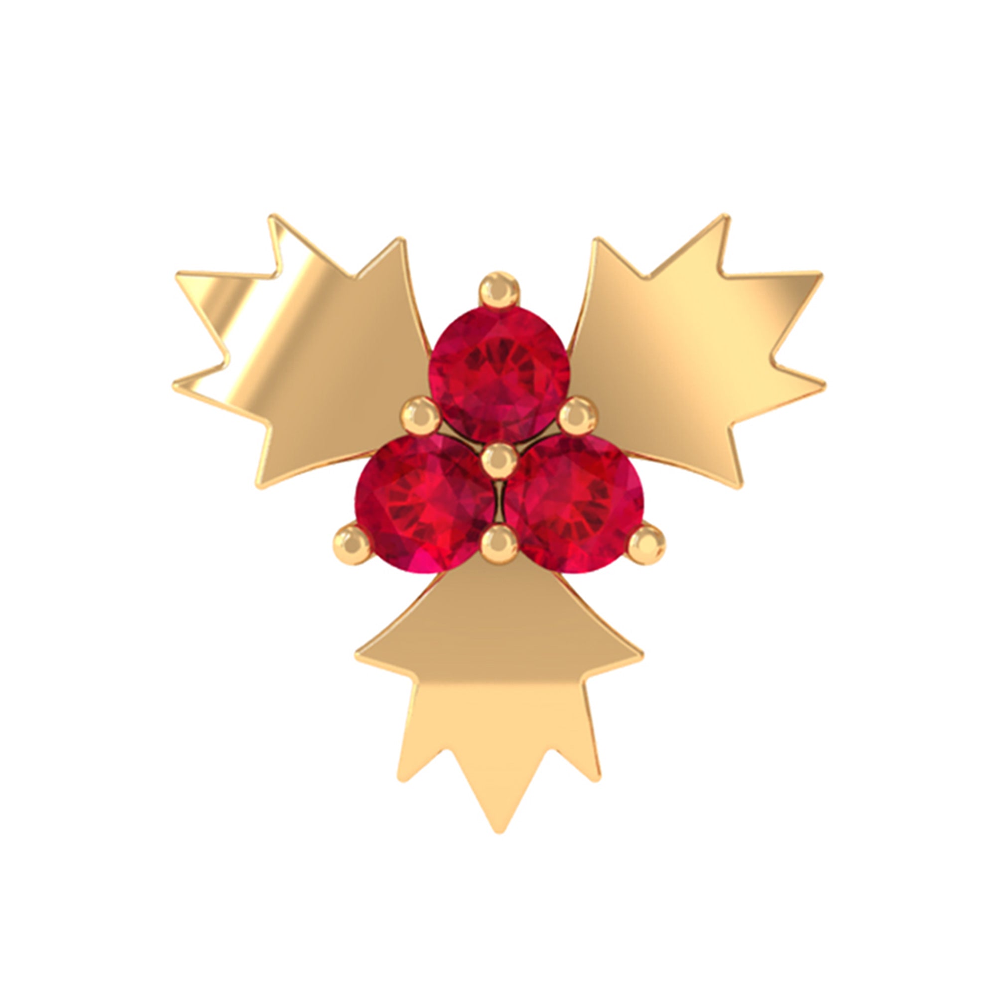 Rosec Jewels-Flower Ruby Christmas Holly Earring for Cartilage Piercing