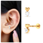 Rosec Jewels-Round Moissanite Heart Tragus Earring in Gold