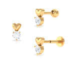 Rosec Jewels-Round Moissanite Heart Tragus Earring in Gold