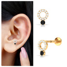 Rosec Jewels-Minimal Black and White Diamond Open Circle Cartilage Earring