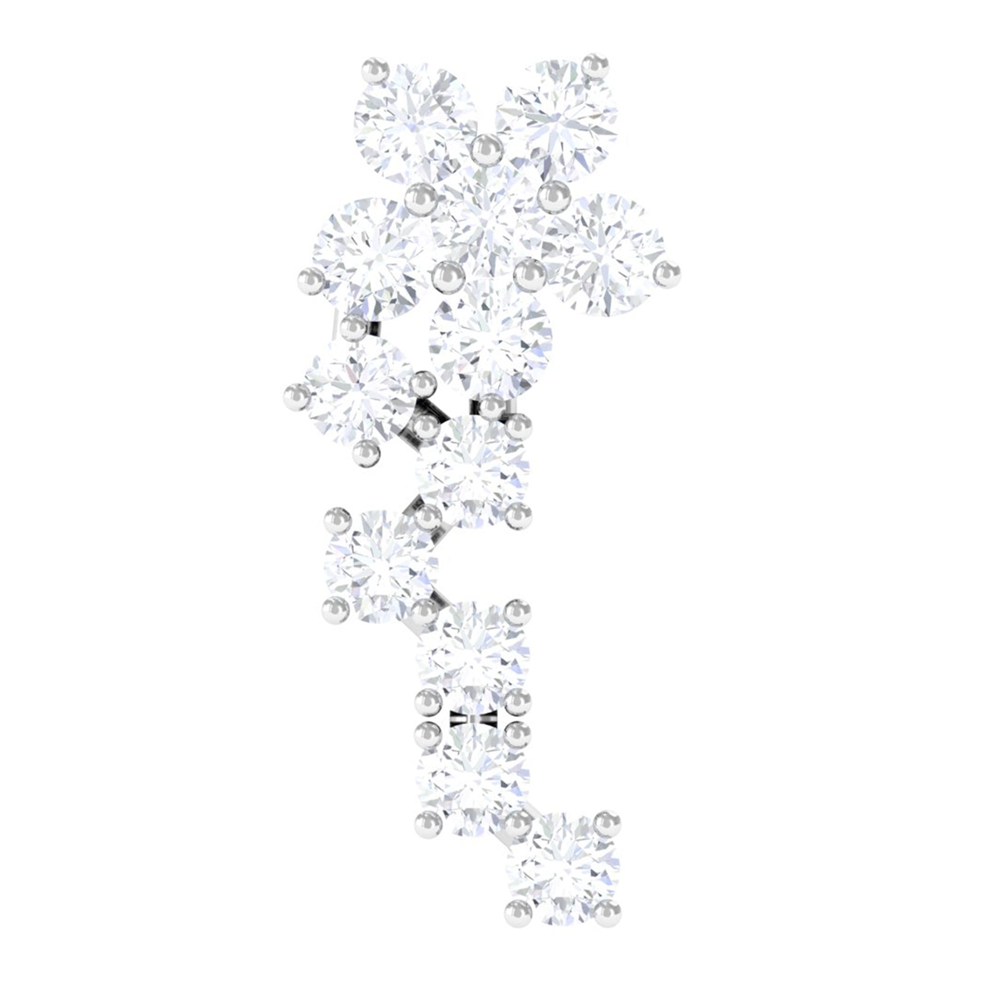 Rosec Jewels-Natural Diamond Flower Cluster Earring for Helix Piercing