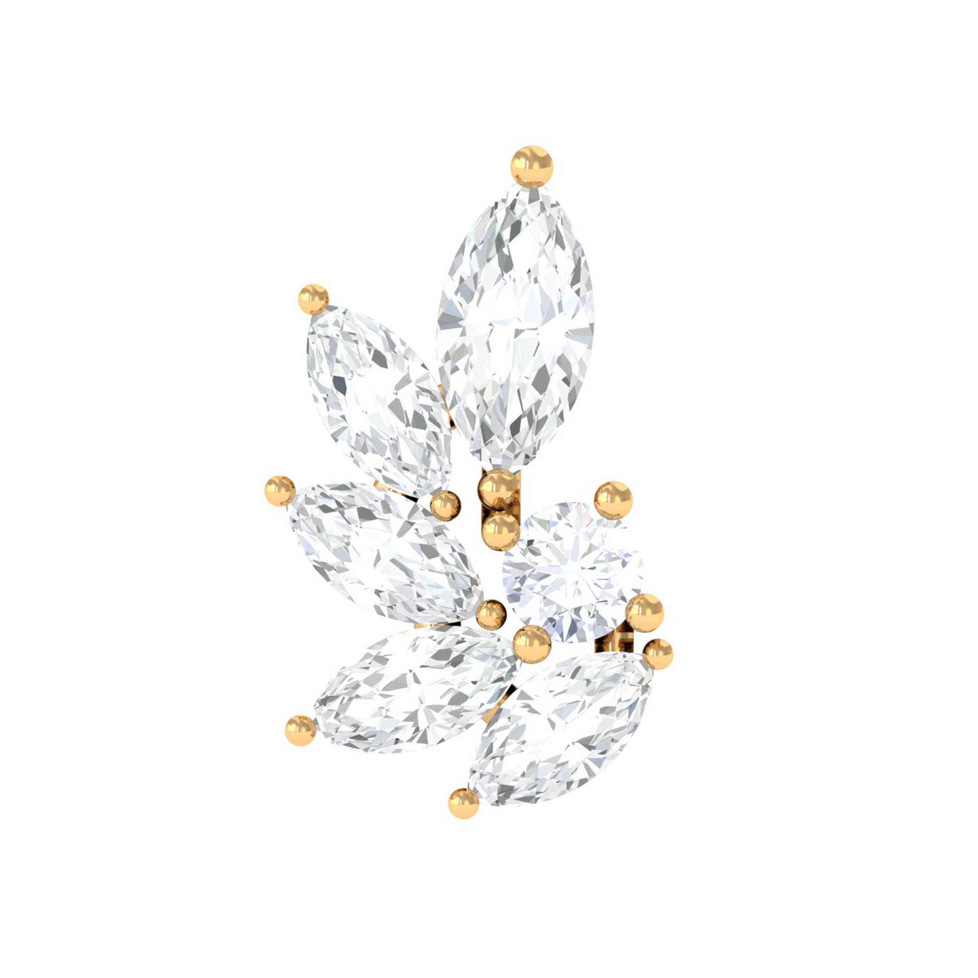 Rosec Jewels-Marquise Diamond Leaf Cluster Earring for Cartilage Piercing