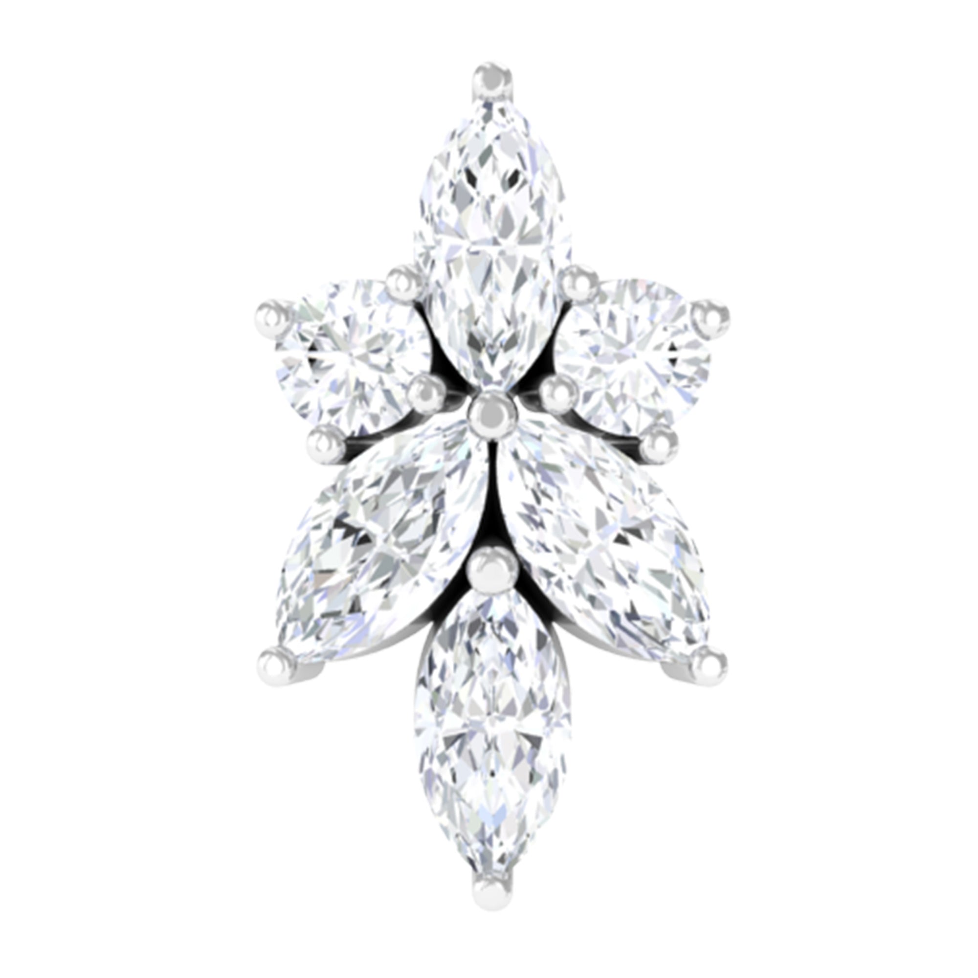 Rosec Jewels-Marquise Diamond Cluster Flower Earring with Flat Back