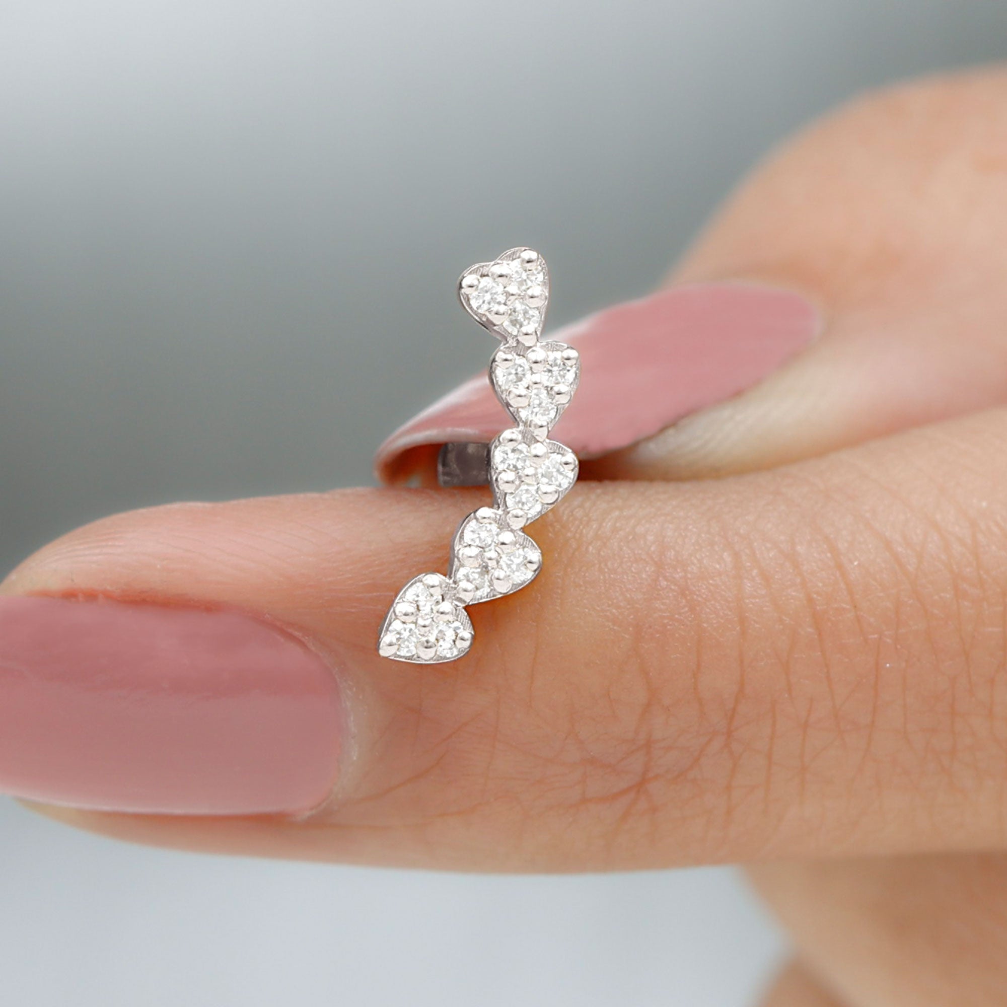 Rosec Jewels-Real Diamond Heart Crawler Earring for Helix Piercing