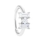 Rosec Jewels-Baguette Diamond Three Stone Hoop for Conch Piercing