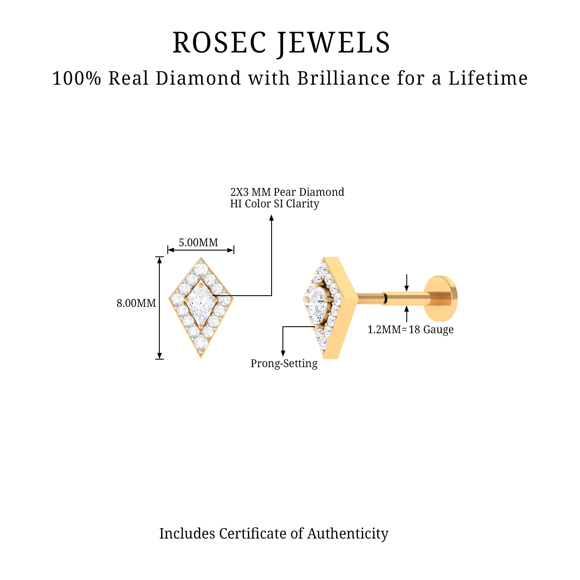 Rosec Jewels-Modern Kite Shape Diamond Helix Earring