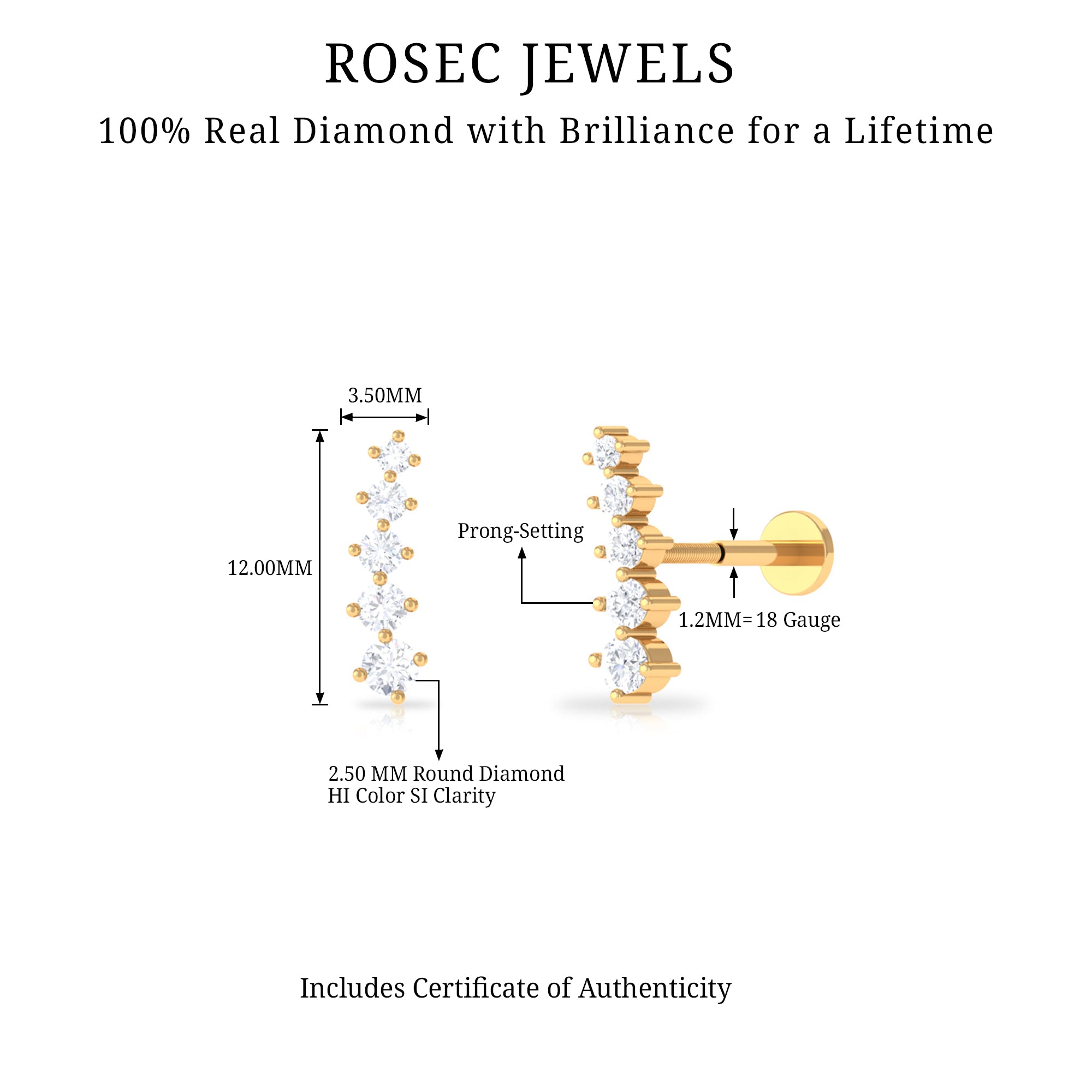 Rosec Jewels-Minimal Graduated Diamond Crawler Earring