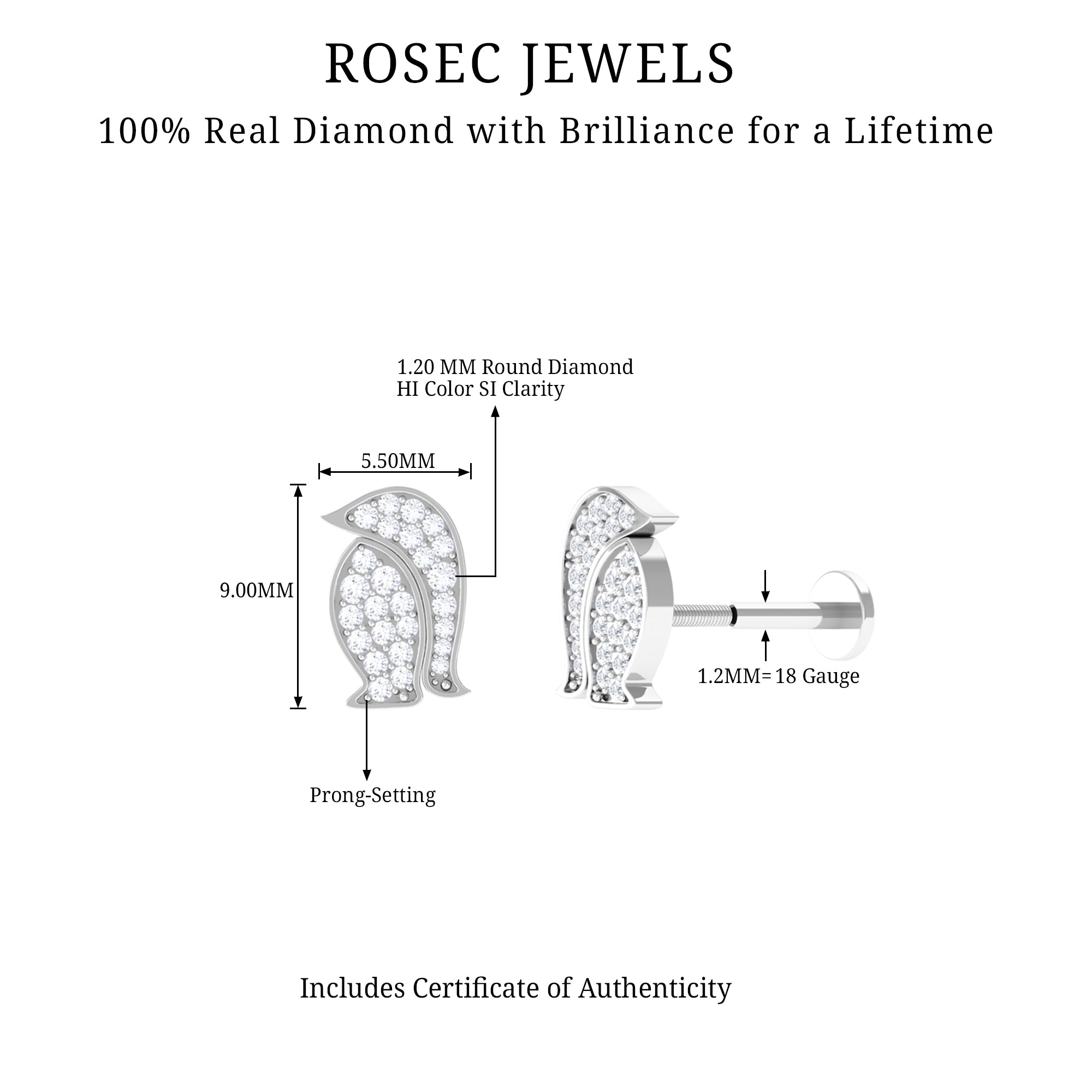 Rosec Jewels-Cute Diamond Penguin Earring for Cartilage Piercing