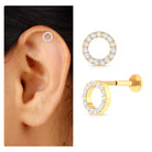 Rosec Jewels-Simple Diamond Open Circle Earring with Flat Back