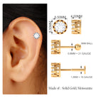 Rosec Jewels-Round Moissanite Crown Earring for Upper Lobe Piercing