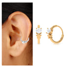 Rosec Jewels-Round Moissanite Star Cartilage Hoop Earring