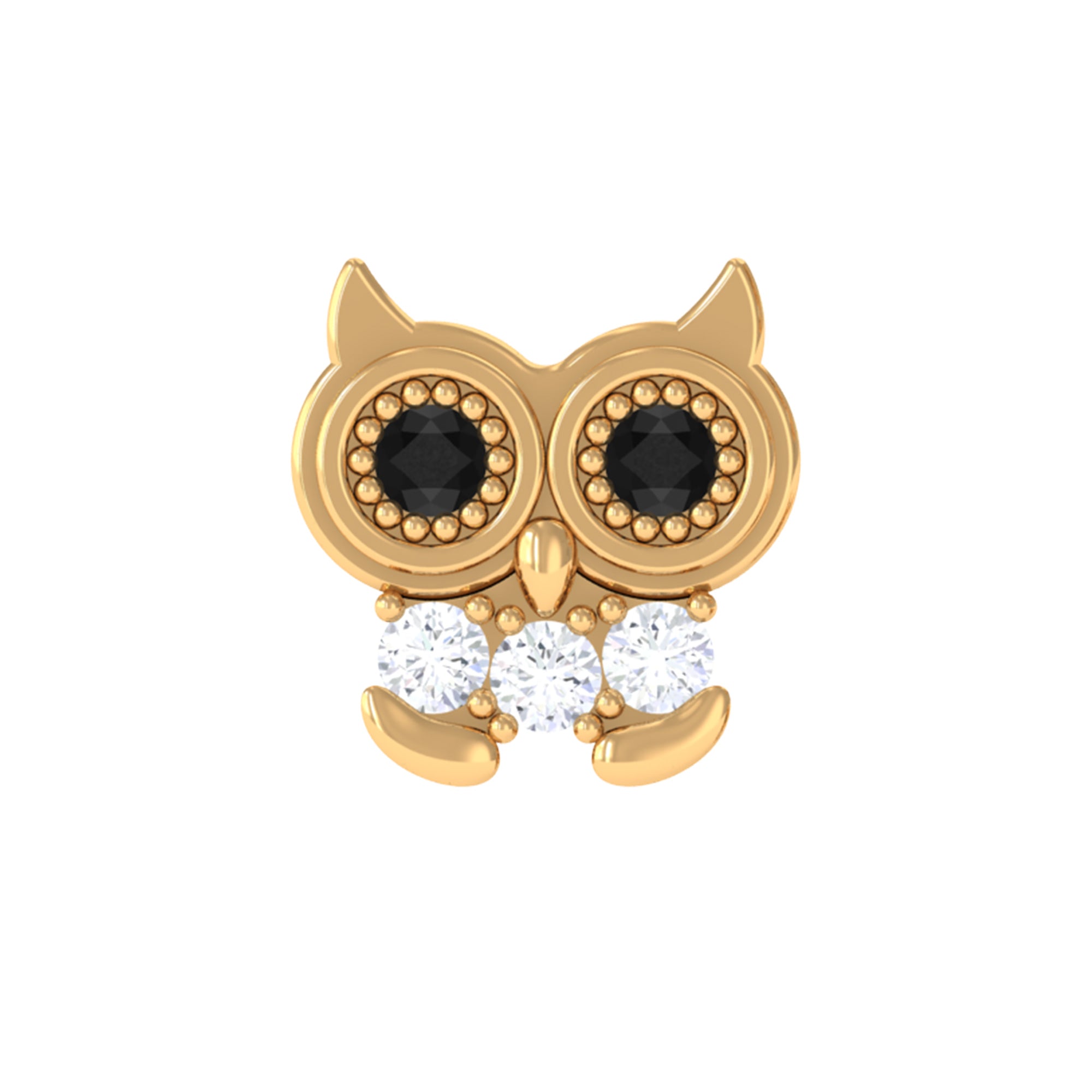 Rosec Jewels-Black Diamond Cute Owl Cartilage Earring with Moissanite