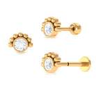 Rosec Jewels-Round Moissanite Tragus Earring in Beaded Bezel Setting