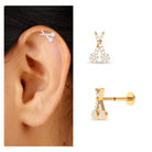 Rosec Jewels-Unique Moissanite Scissor Cartilage Earring in Gold