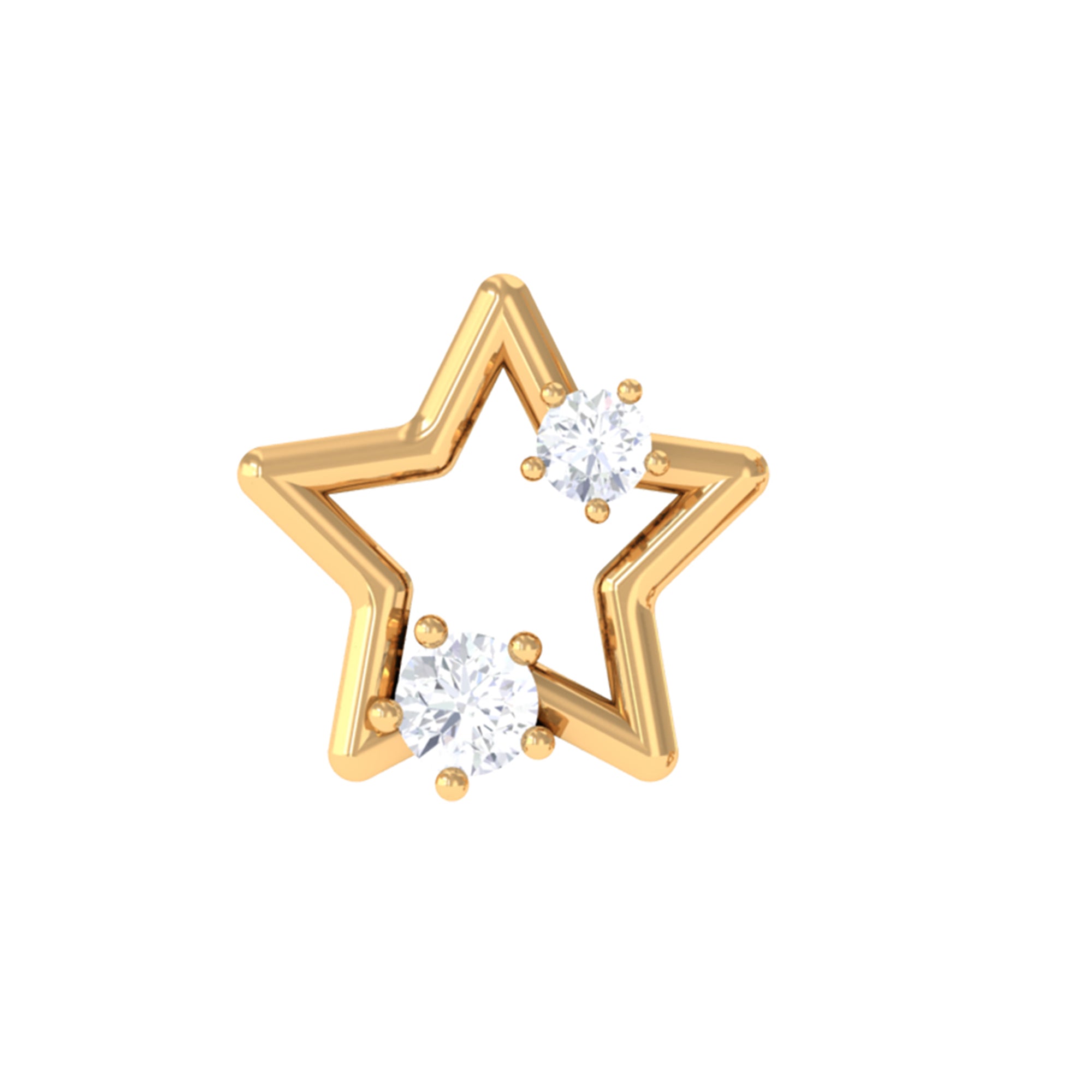 Rosec Jewels-Unique Moissanite Gold Star Upper Lobe Earring