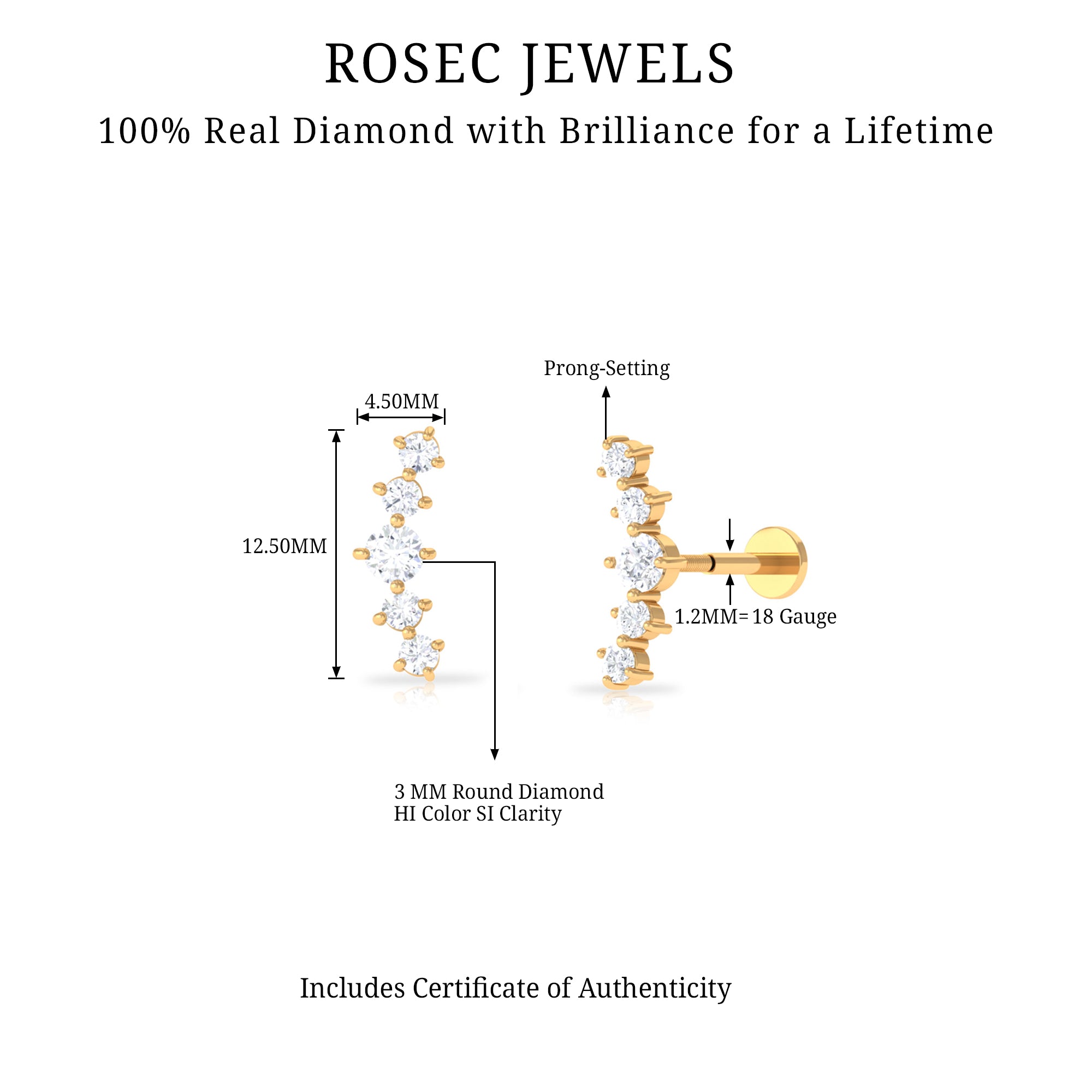 Rosec Jewels-Graduated Style Diamond Crawler Earring