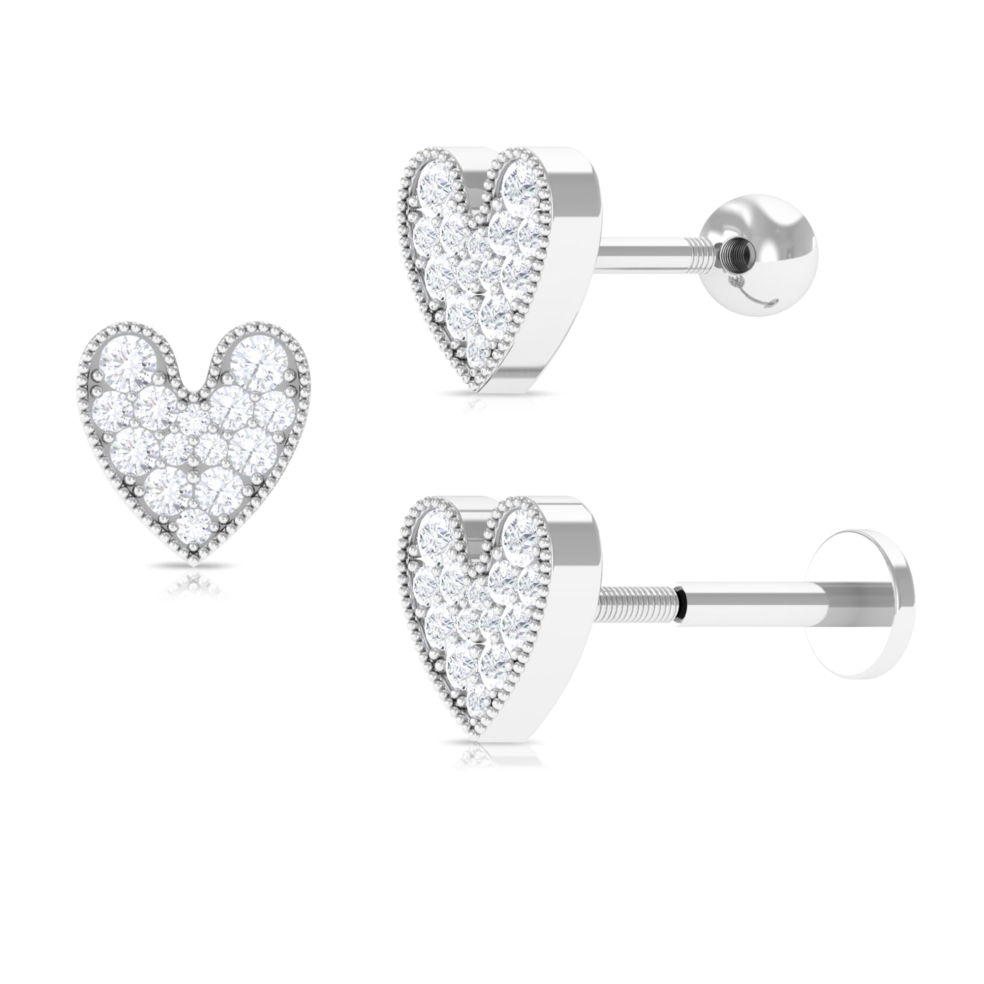 Rosec Jewels-Dainty Moissanite Heart Helix Earring in Gold