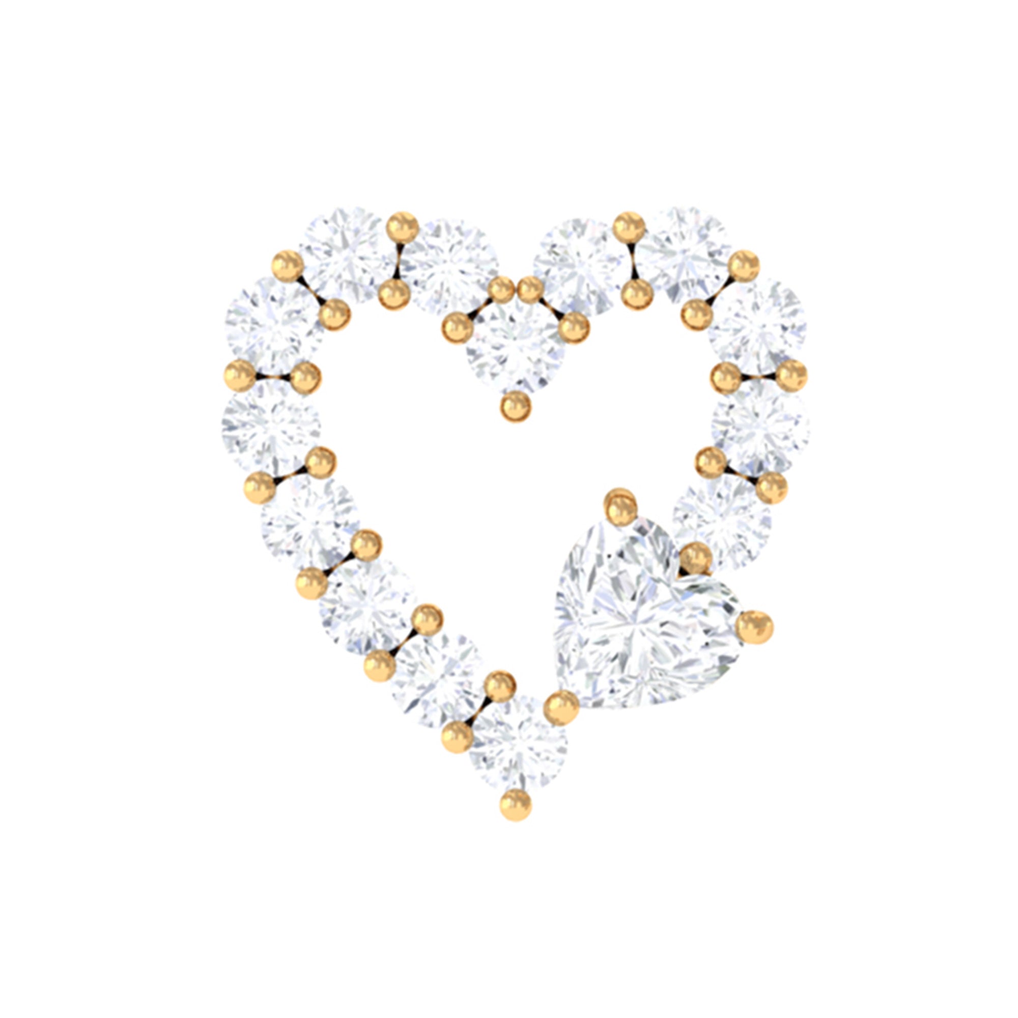 Rosec Jewels-Certified Moissanite Gold Heart Cartilage Earring