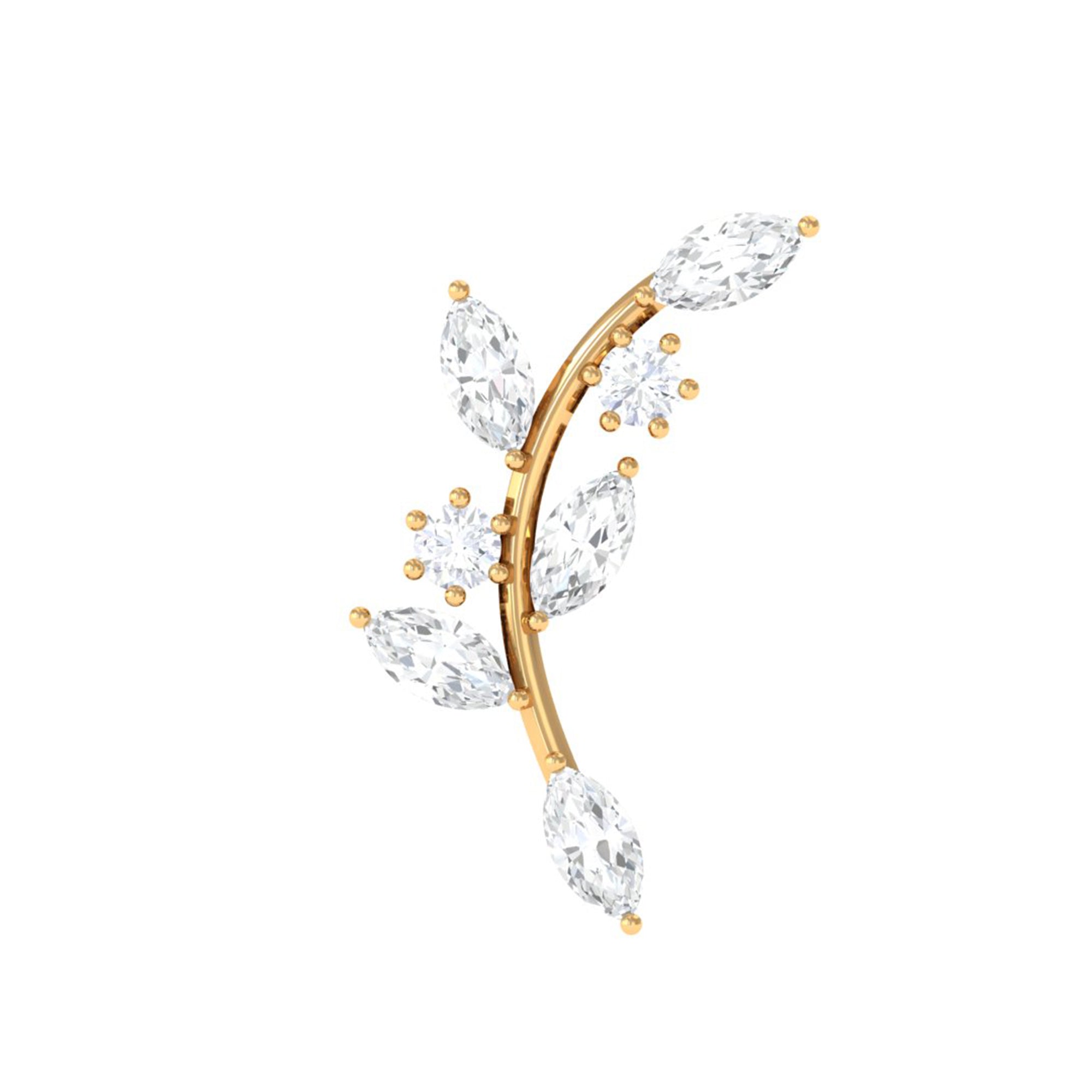 Rosec Jewels-Womens Marquise Diamond Leaf Crawler Earring