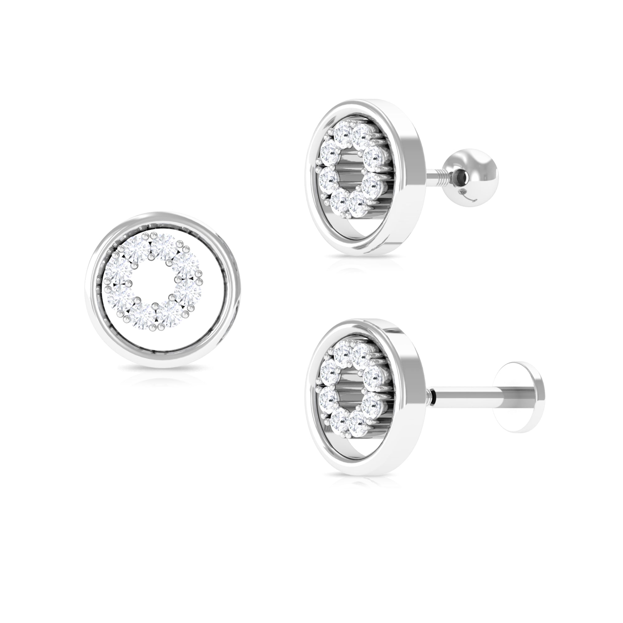 Rosec Jewels-Moissanite Open Circle Earring for Helix Piercing