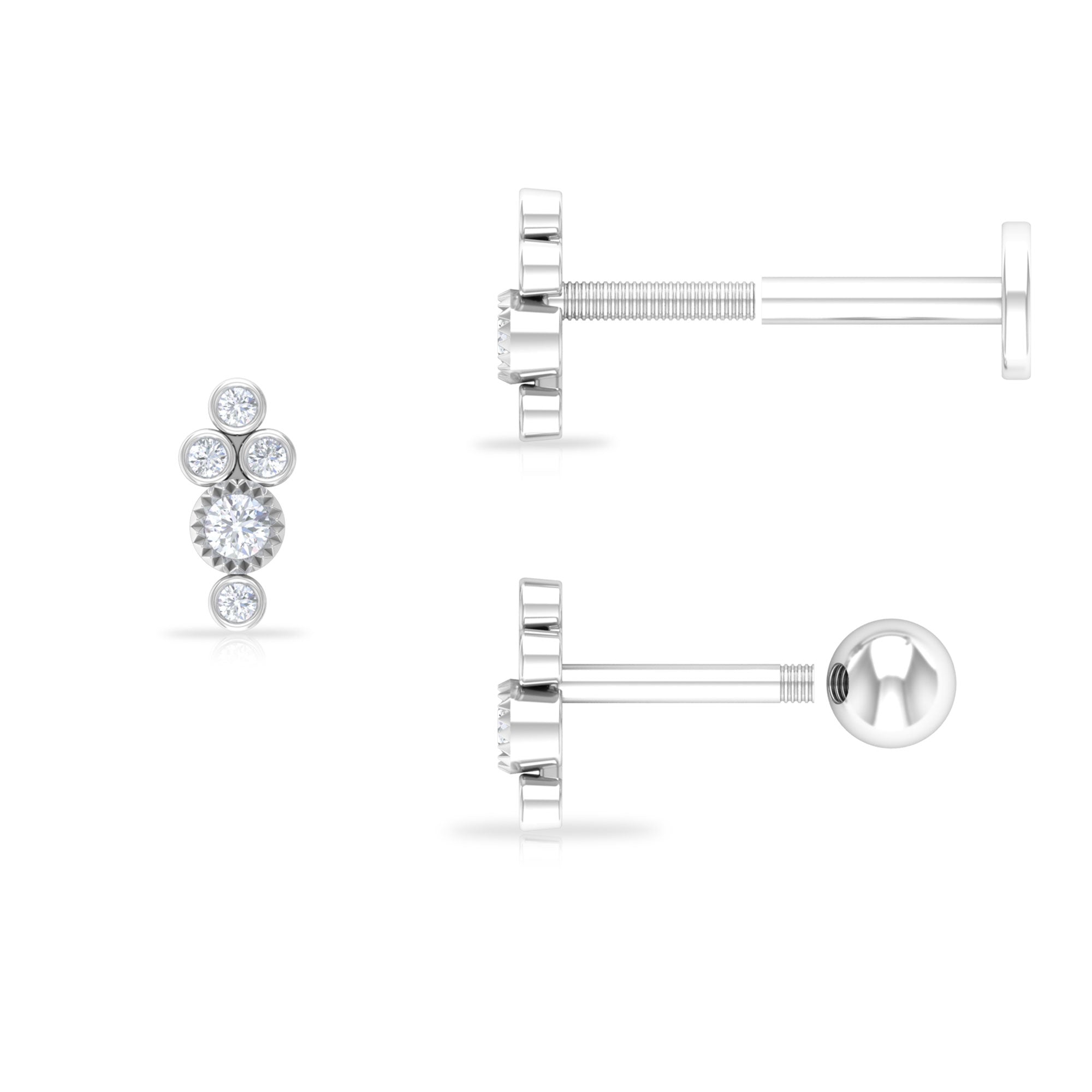 Rosec Jewels-Minimalist Diamond Helix Earring in Bezel Setting