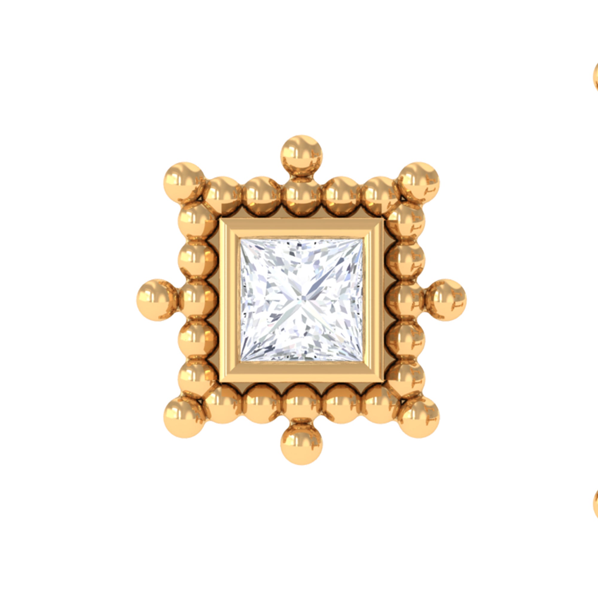 Rosec Jewels-Princess Cut Moissanite Tragus Earring with Gold Beads