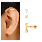 Rosec Jewels-Moissanite Dog Bone Earring for Helix Piercing