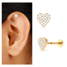 Rosec Jewels-Moissanite Heart Cartilage Earring in Pave Setting