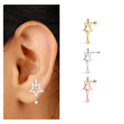 Rosec Jewels-Moissanite Star Dangle Earring for Cartilage Piercing