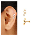 Rosec Jewels-Round Moissanite Crawler Earring for Cartilage Piercing