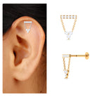 Rosec Jewels-Certified Moissanite Bar Chain Dangling Earring