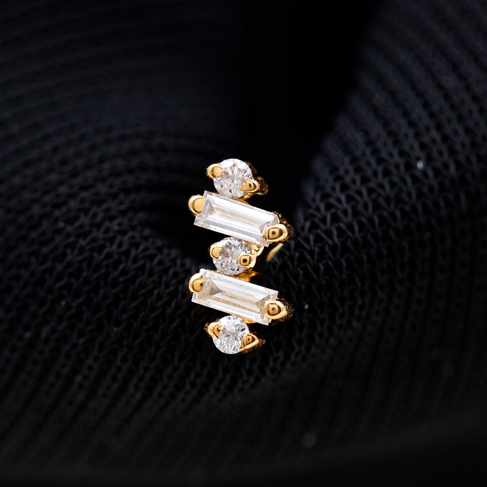 Rosec Jewels-Unique Baguette Diamond Tragus Earring in Gold