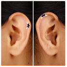 Blue Sapphire and Moissanite Crawler Cartilage Earring Blue Sapphire - ( AAA ) - Quality - Rosec Jewels