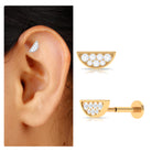 Rosec Jewels-Simple Moissanite Half Circle Earring for Helix Piercing