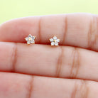 Rosec Jewels-Round Moissanite Simple Flower Earring for Conch Piercing