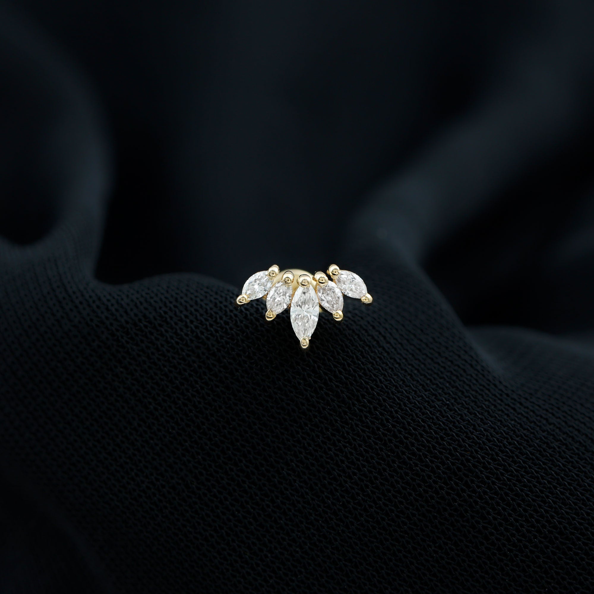 Rosec Jewels-Genuine Marquise Diamond Leaf Helix Earring