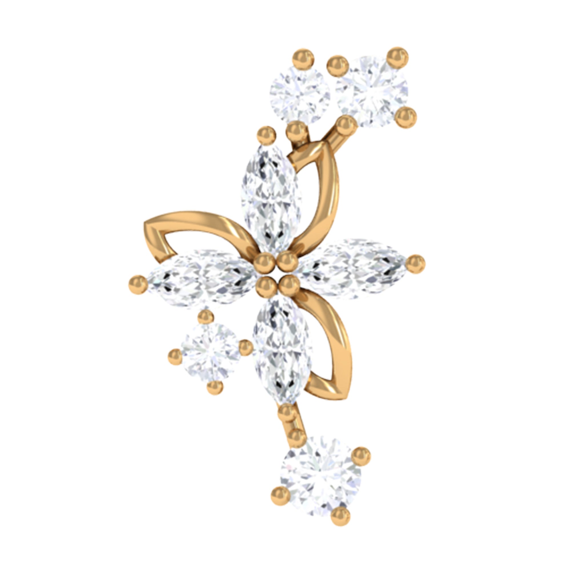 Rosec Jewels-Genuine Diamond Flower Crawler Earring