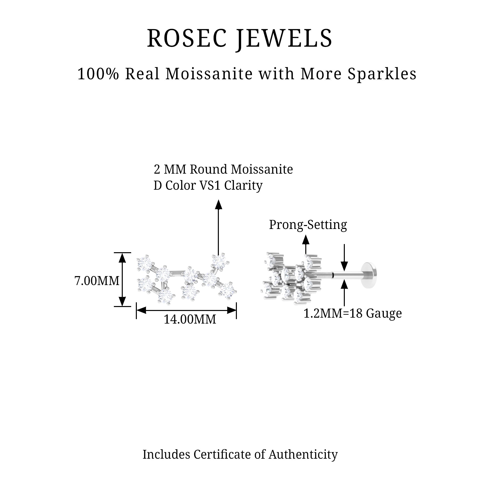 Rosec Jewels-Certified Moissanite Sagittarius Zodiac Ear Climber Earring