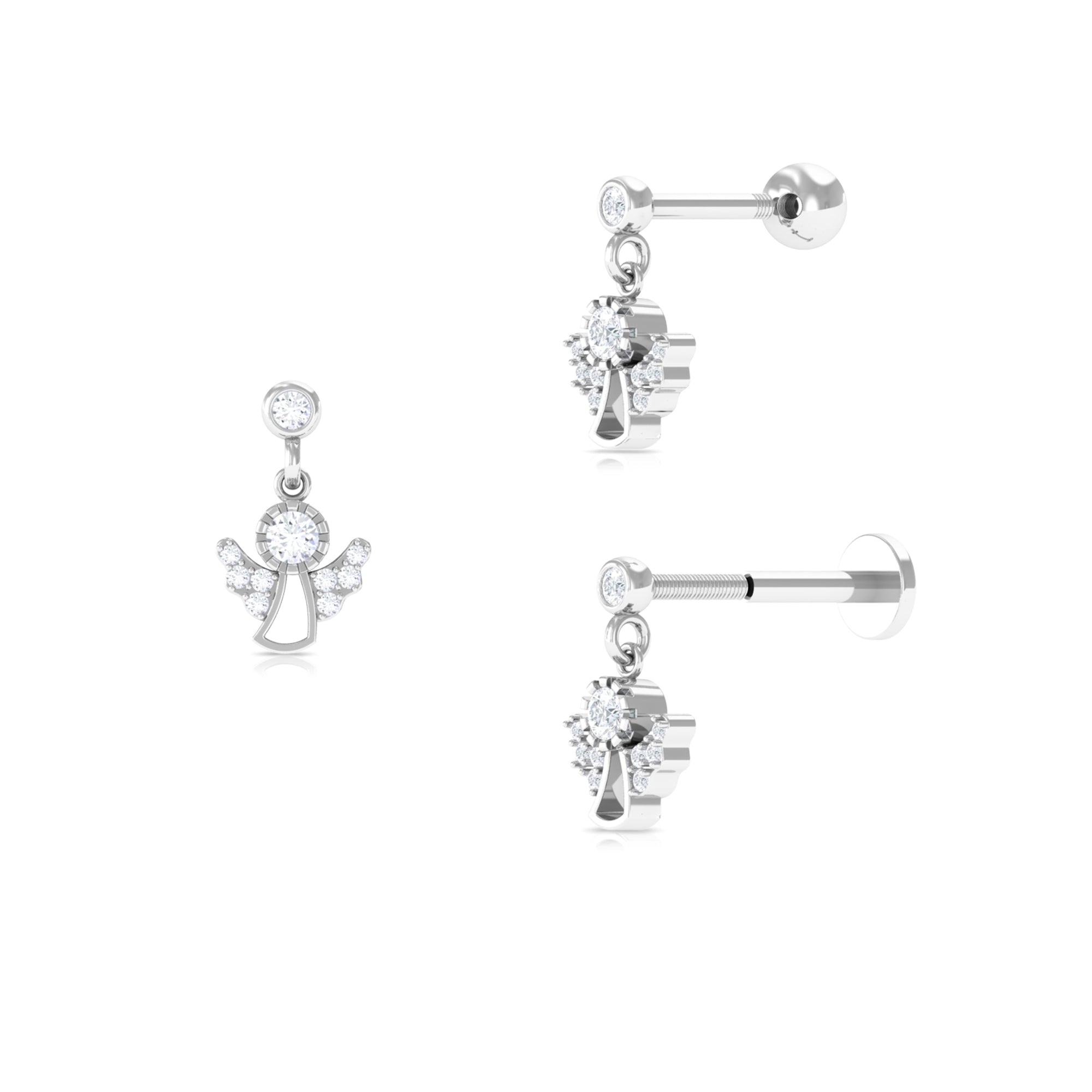 Rosec Jewels-Real Diamond Angel Drop Earring for Helix Piercing