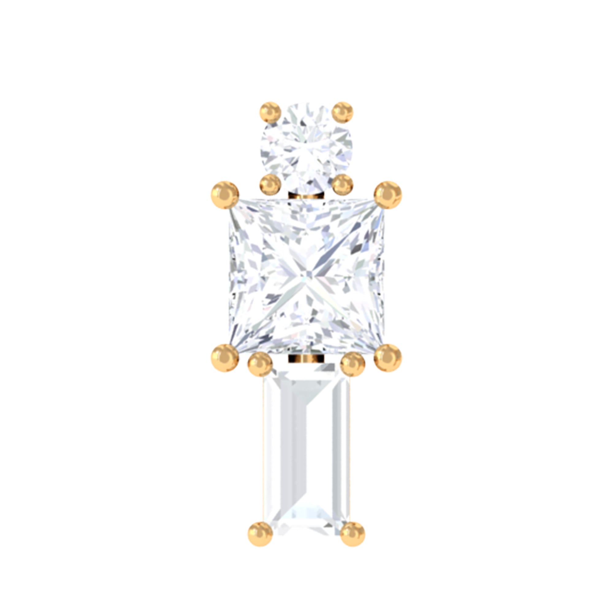 Rosec Jewels-Moissanite Three Stone Cartilage Earring in Gold