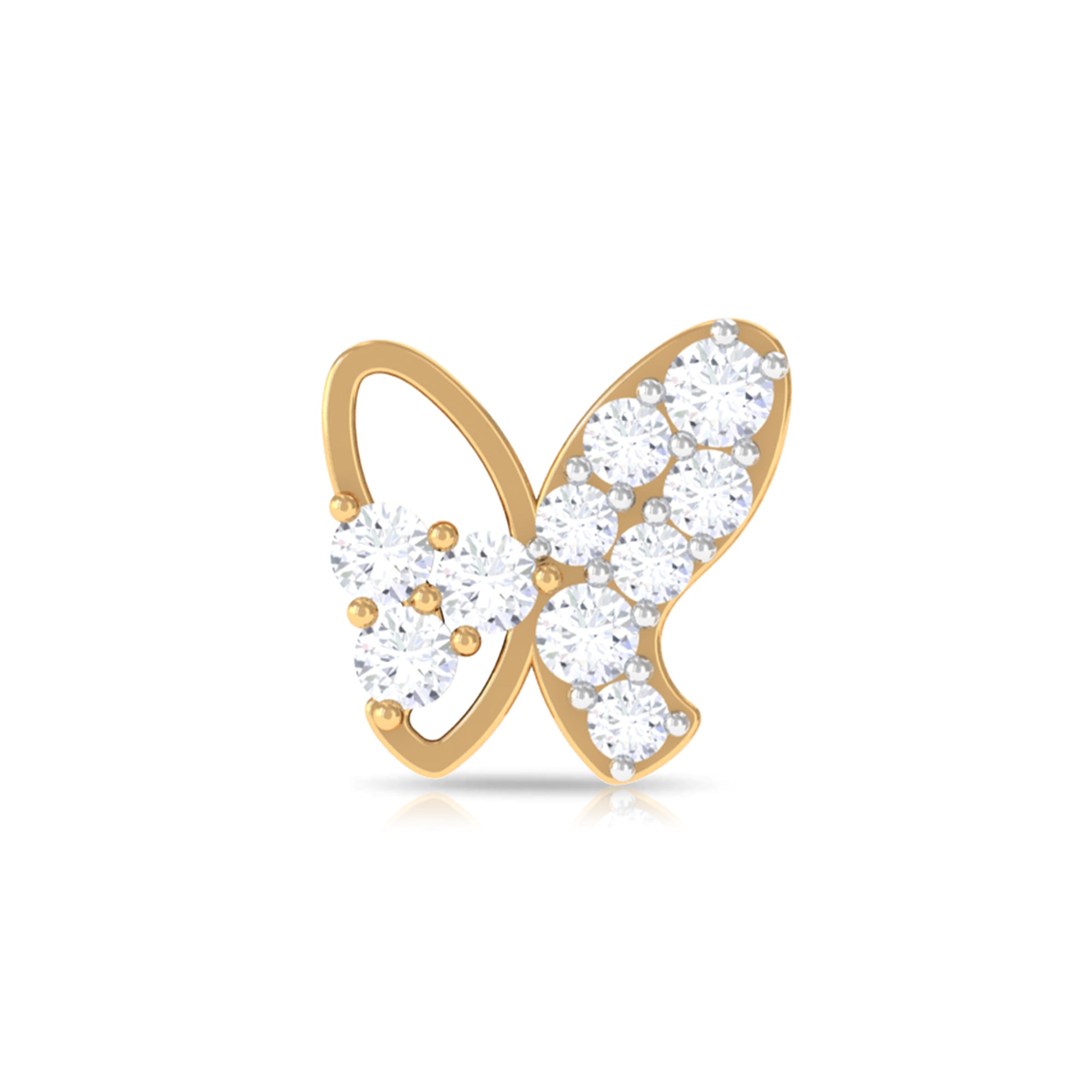 Rosec Jewels-Unique Moissanite Butterfly Helix Earring in Gold