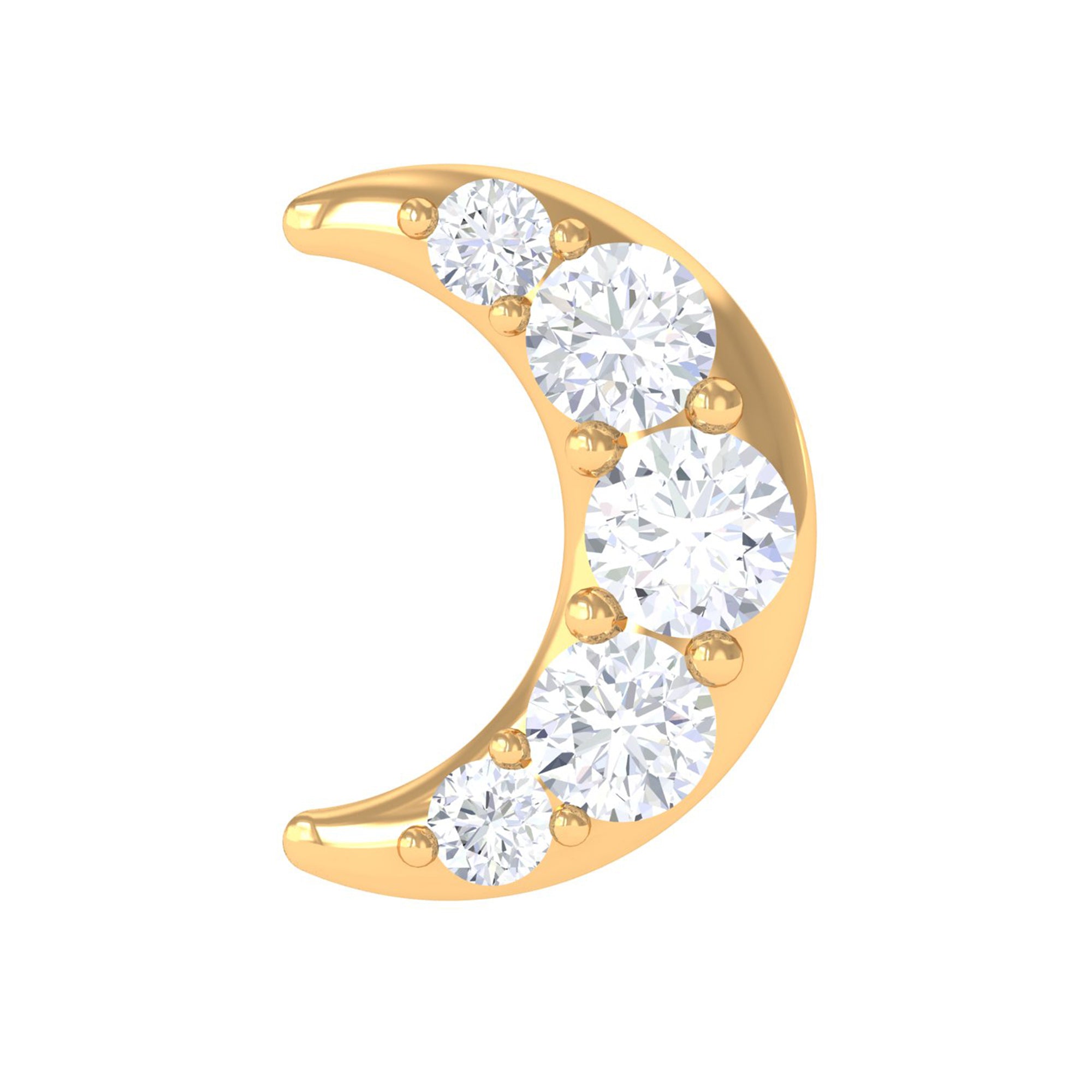 Rosec Jewels-Moissanite Crescent Moon Helix Earring in Gold