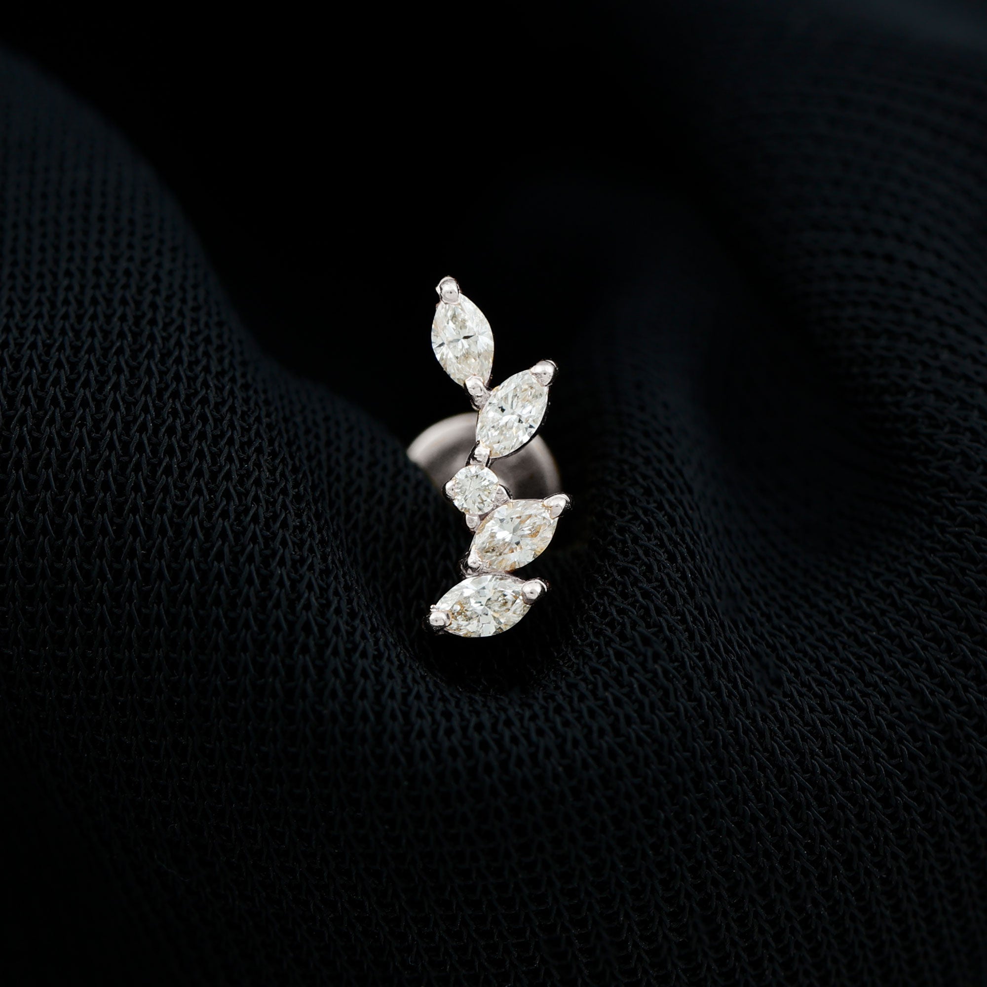 Rosec Jewels-Marquise Shape Diamond Leaf Crawler Helix Earring