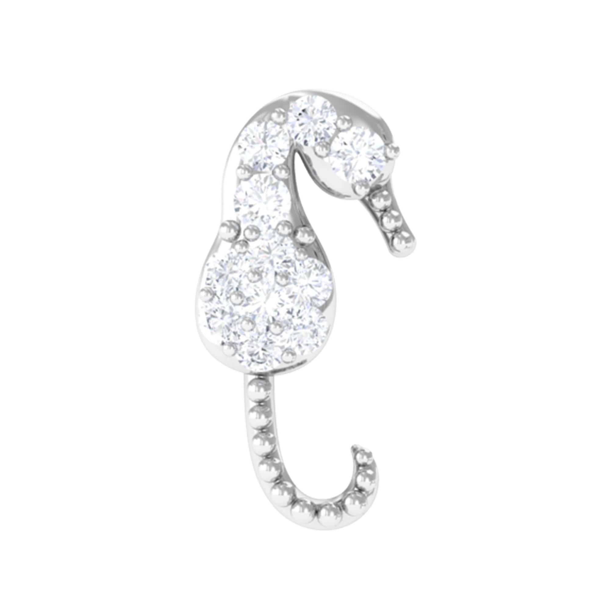 Rosec Jewels-Natural Diamond Seahorse Earring for Upper Lobe Piercing